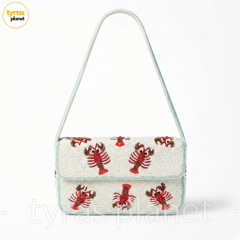 Sol And Mer Beaded Viral Lobster Bag Womens Coastal‎ Purse Handbag Shoulder NEW